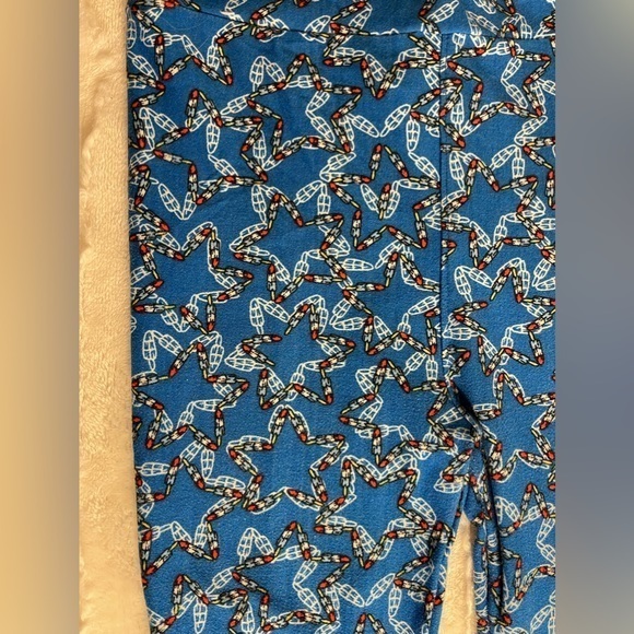 LulaRoe Girls Size Large Blue Bomb Pop Popsicle Leggings - Picture 5 of 6